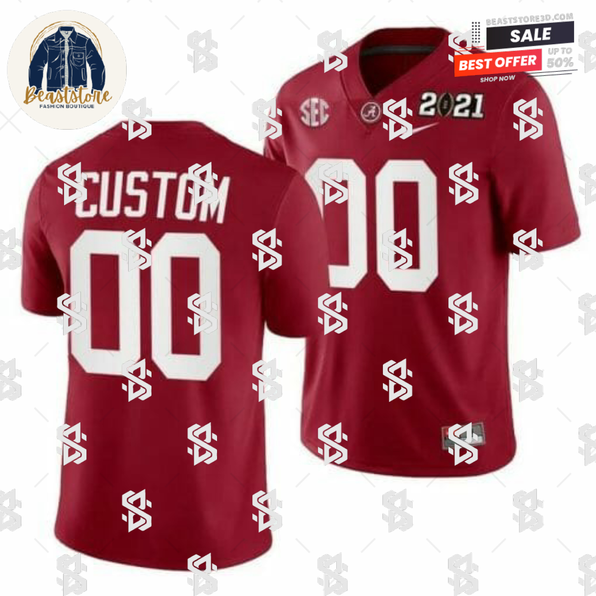 Alabama Crimson Tide Custom Jersey Football Playoff Home Crimson