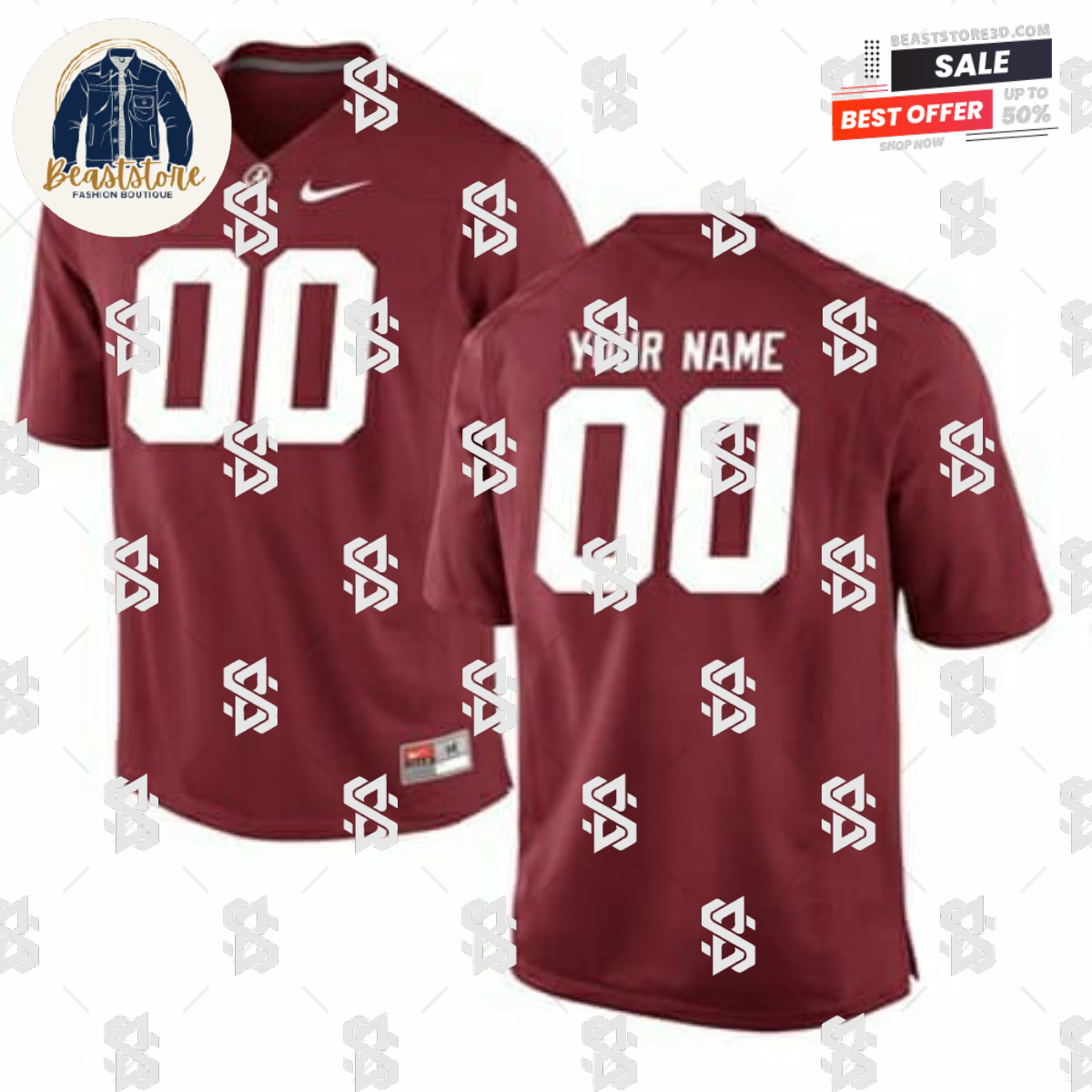 Alabama Crimson Tide Custom Jersey Name Number Football Red