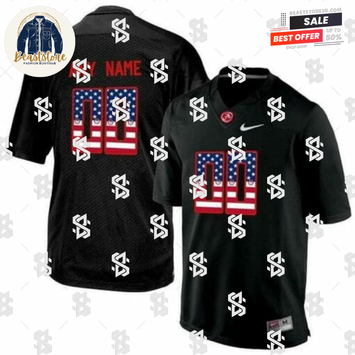 Alabama Football Jersey Custom Blackout College Limited
