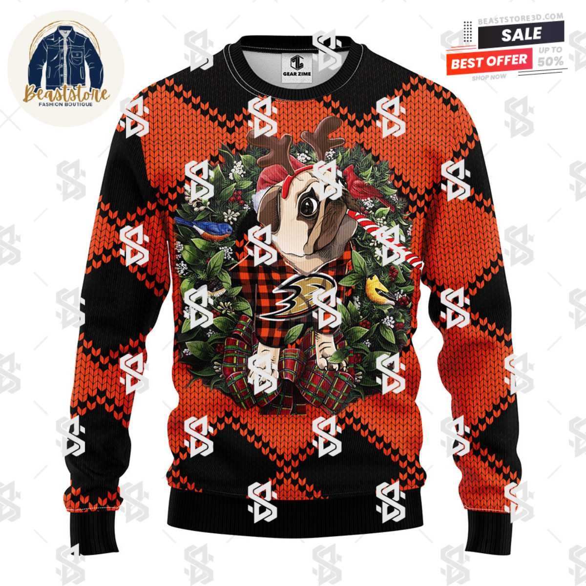 Anaheim Ducks Pub Dog Christmas Ugly Sweater