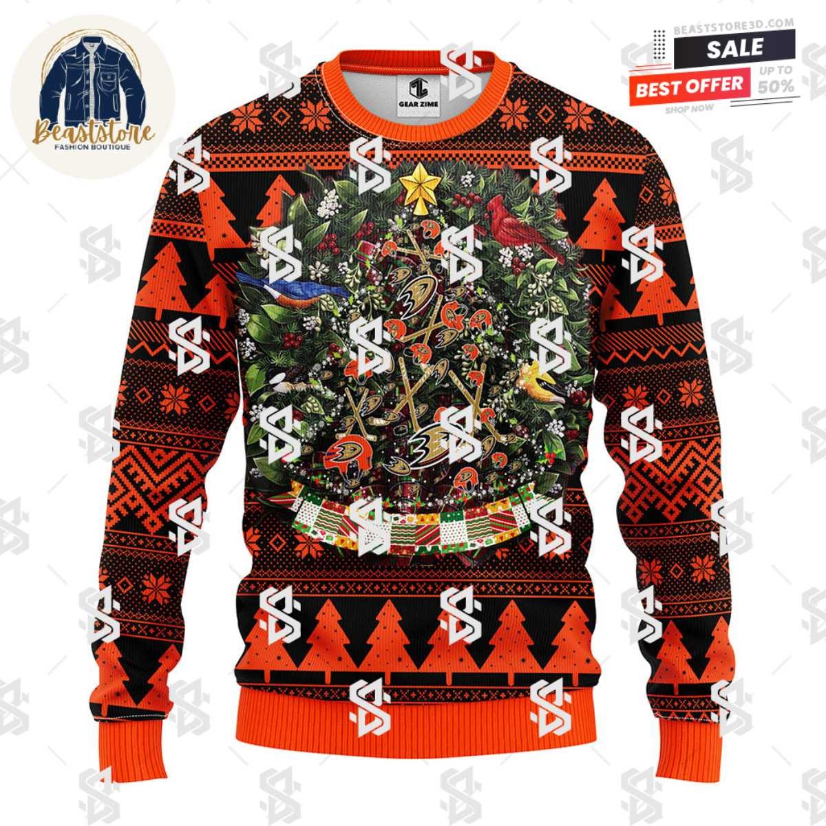 Anaheim Ducks Tree Ball Christmas Ugly Sweater