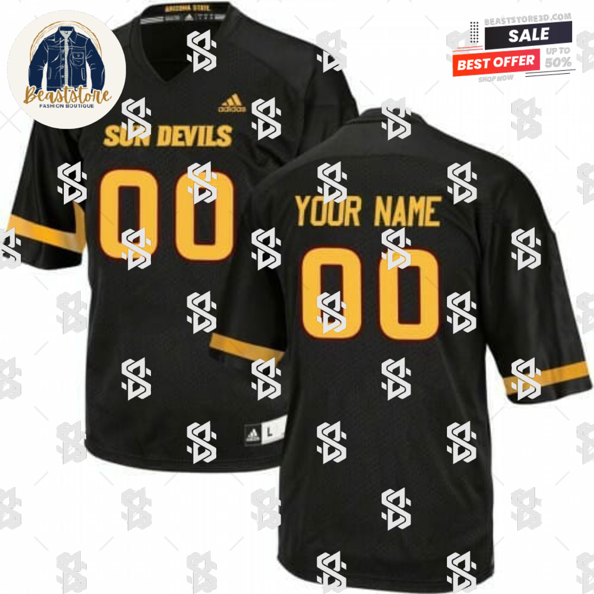 Arizona State Custom Football Jersey Name Number Black