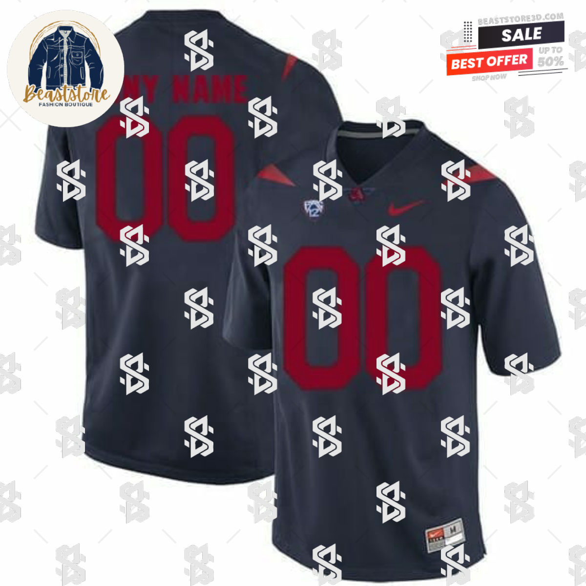 Arizona Wildcats Custom Jersey Name Number Navy Blue College Football