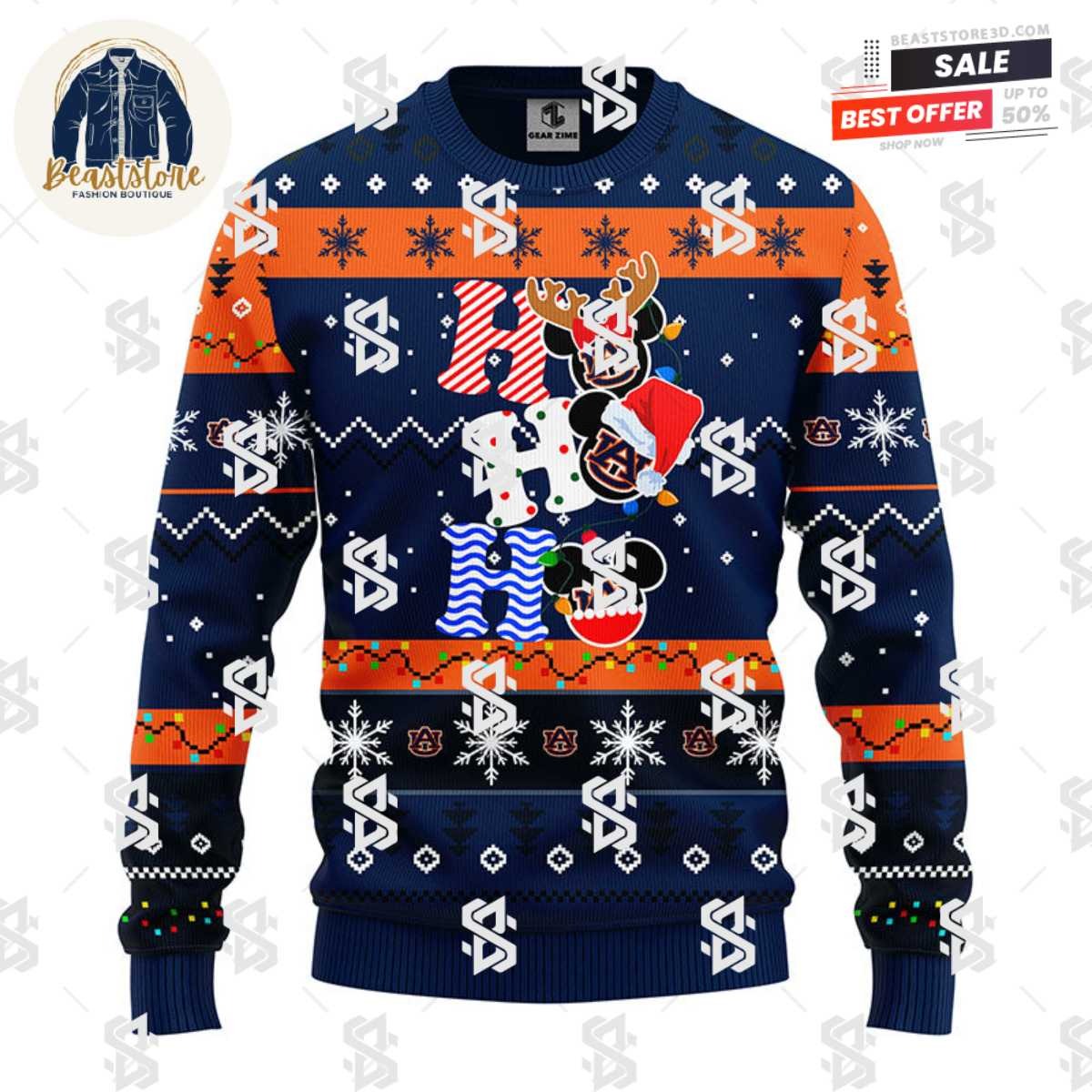 Auburn Tigers Hohoho Mickey Christmas Ugly Sweater