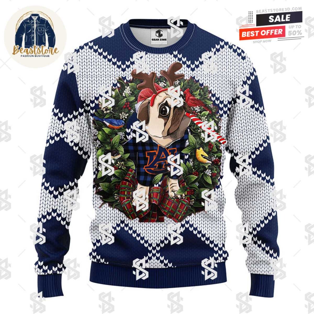 Auburn Tigers Pub Dog Christmas Ugly Sweater