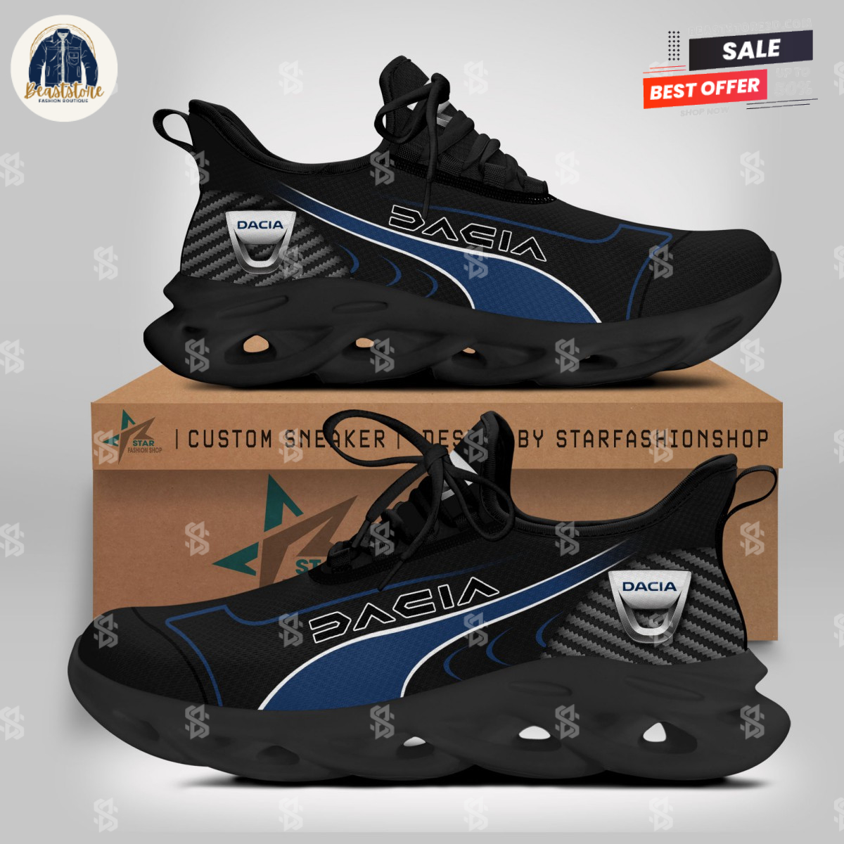 Automobile Dacia Logo Black Blue Max Soul Shoes