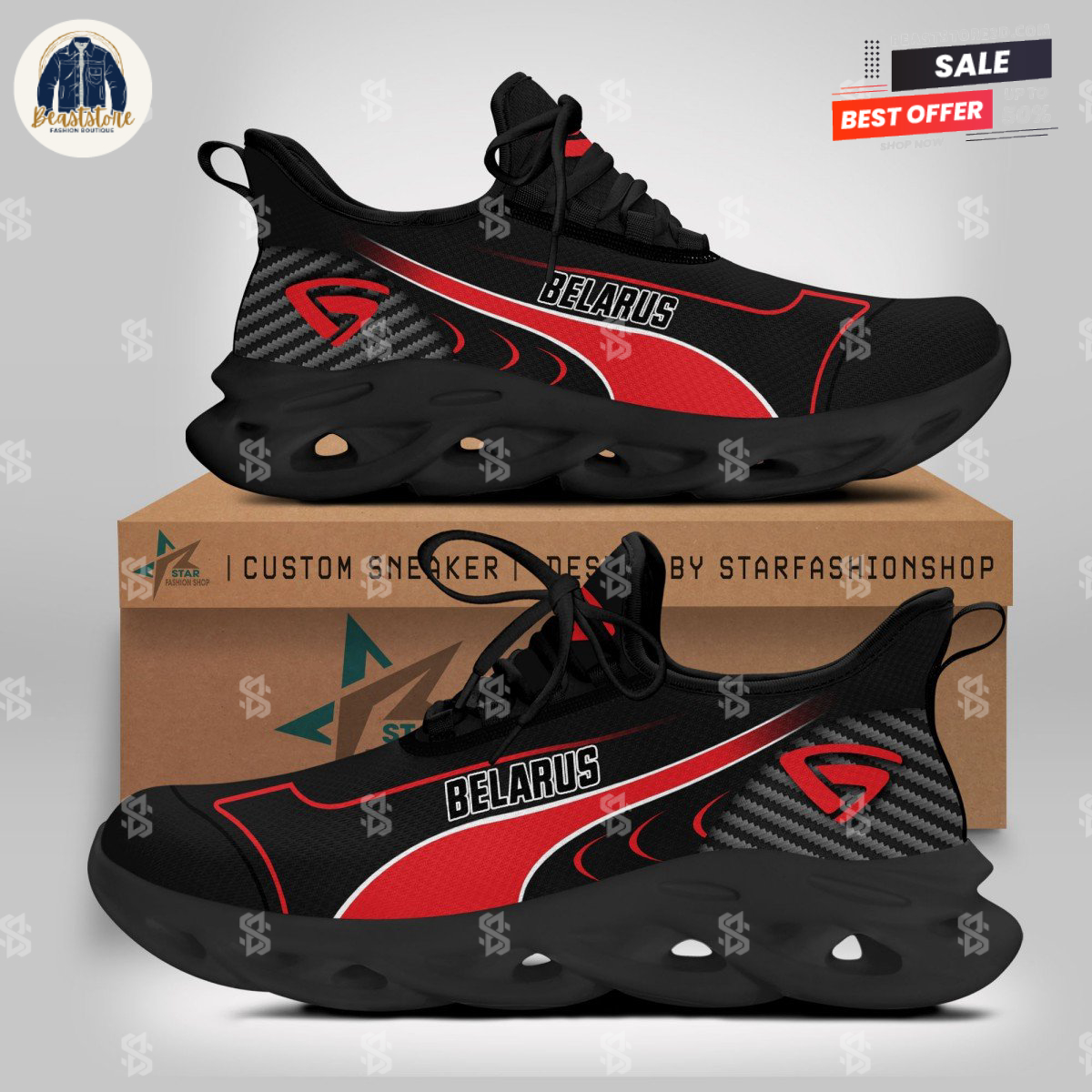 Belarus Logo Black Personalized Max Soul Shoes