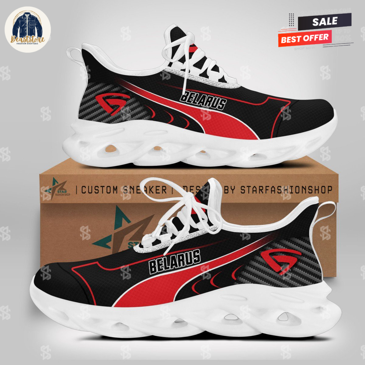 Belarus Logo White Personalized Max Soul Shoes