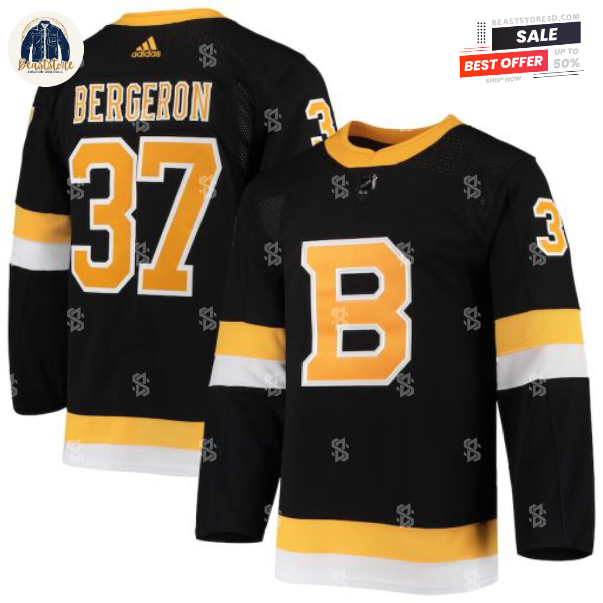Boston Bruins Patrice Bergeron Black Alternate Adidas NHL Hockey Jerseys