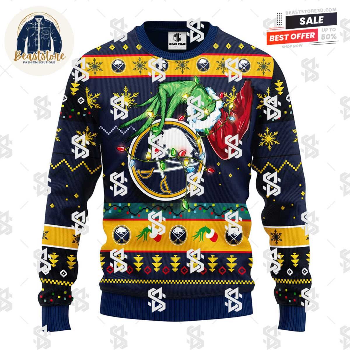 Buffalo Sabres Grinch Christmas Ugly Sweater