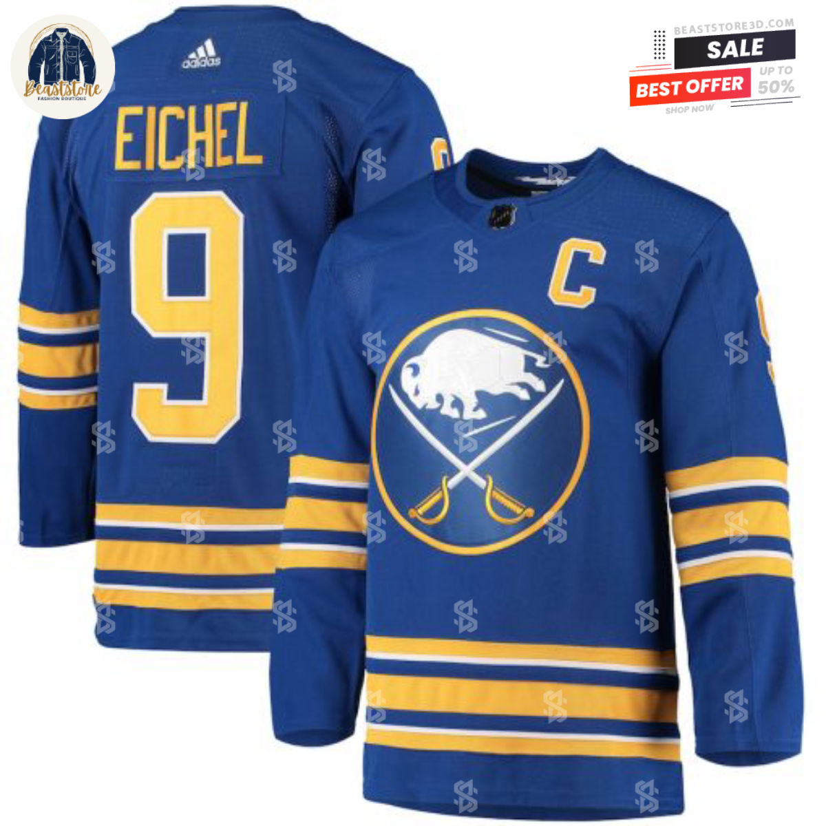 Buffalo Sabres Jack Eichel Royal Home Adidas NHL Hockey Jerseys