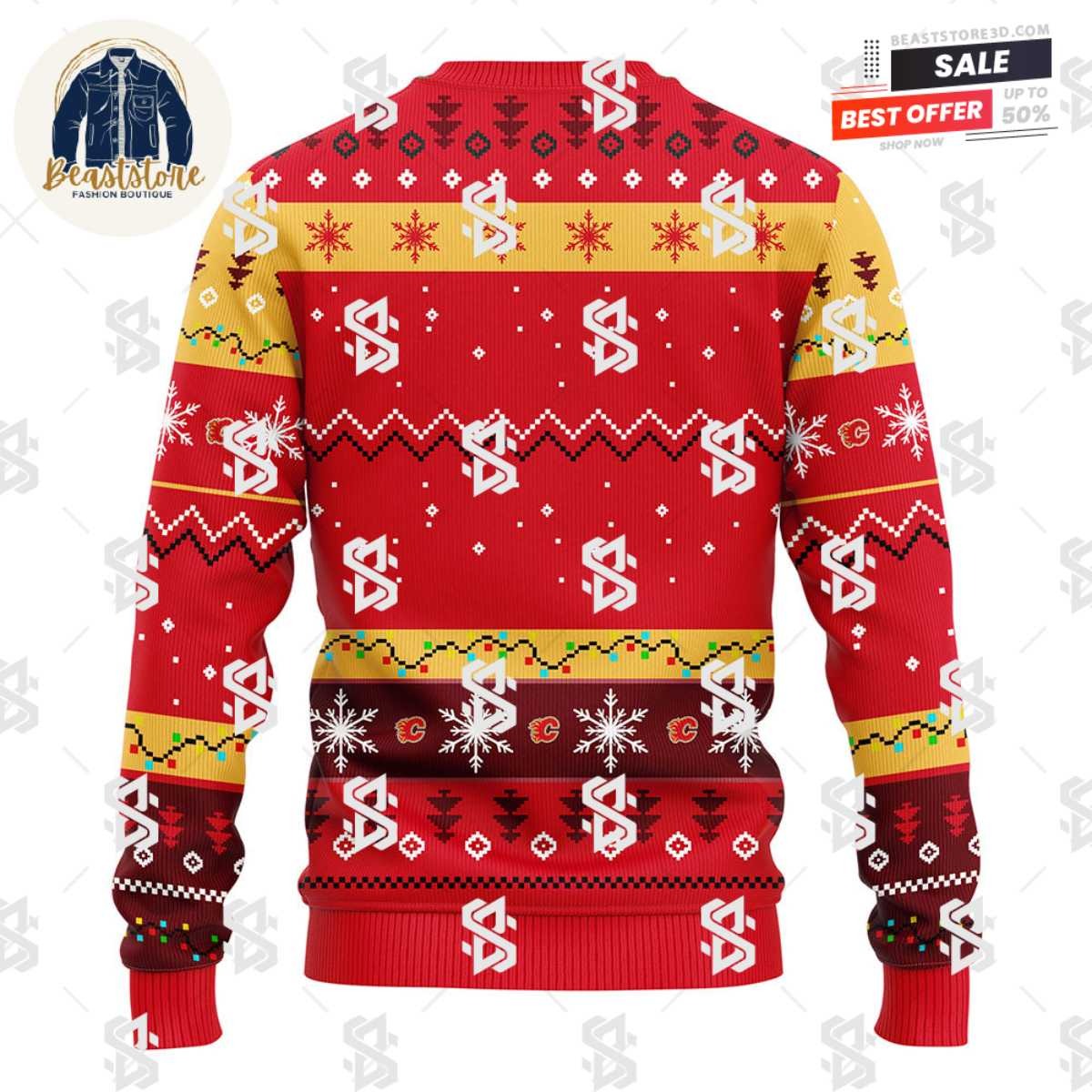 Calgary Flames Dabbing Santa Claus Christmas Ugly Sweater