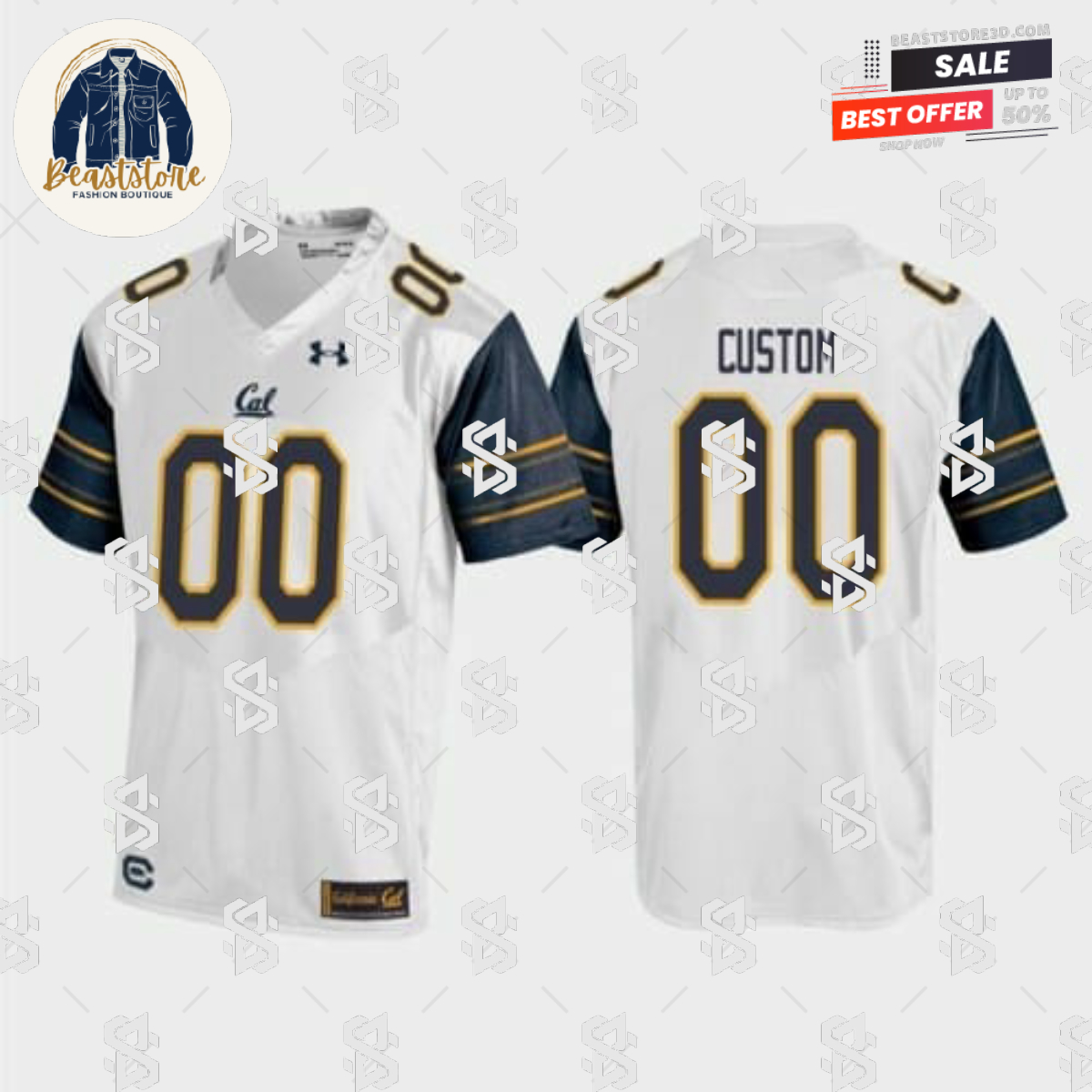 California Golden Bears Custom Jersey College Football Replica Under Armour White