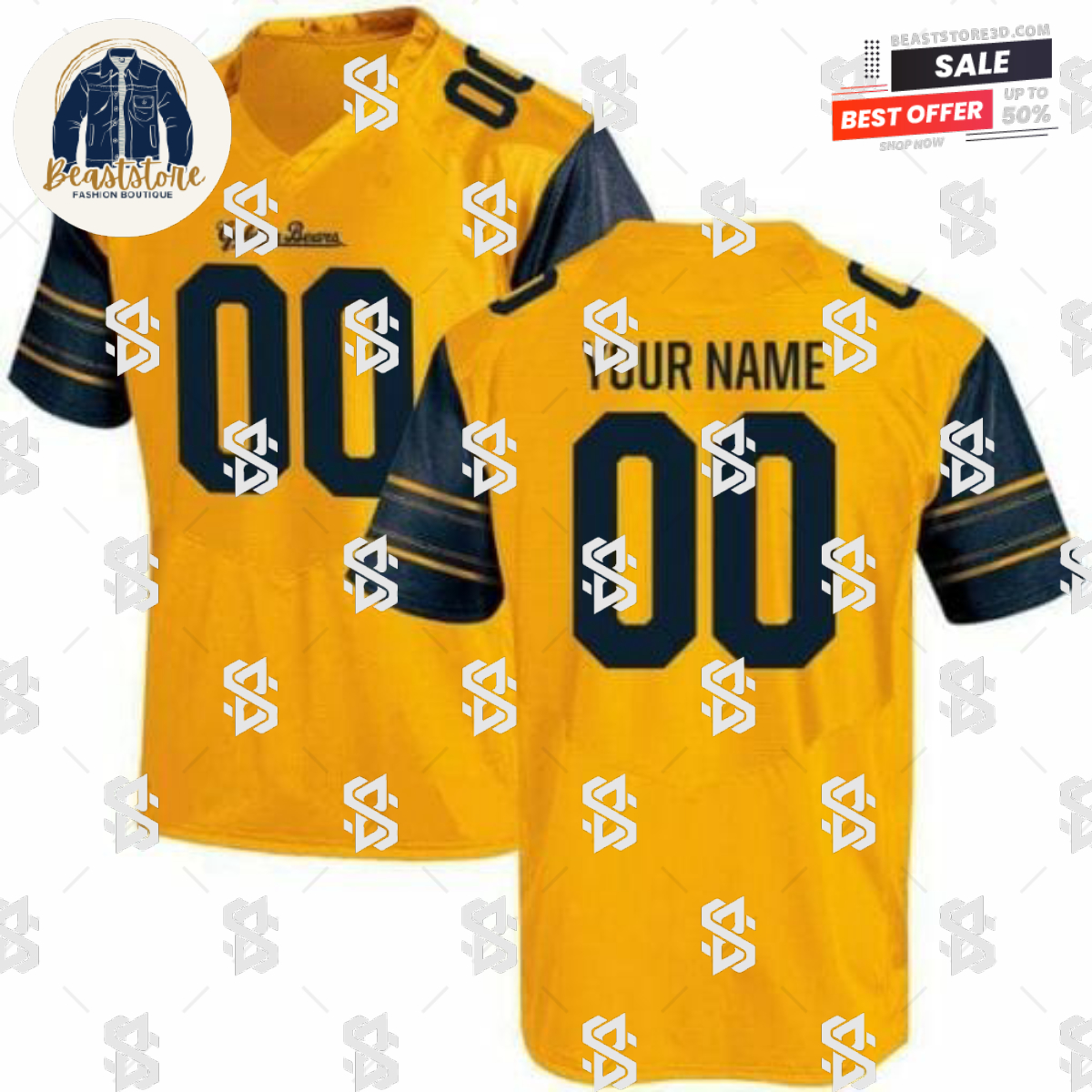 California Golden Bears Custom Jersey NCAA College Football Yellow