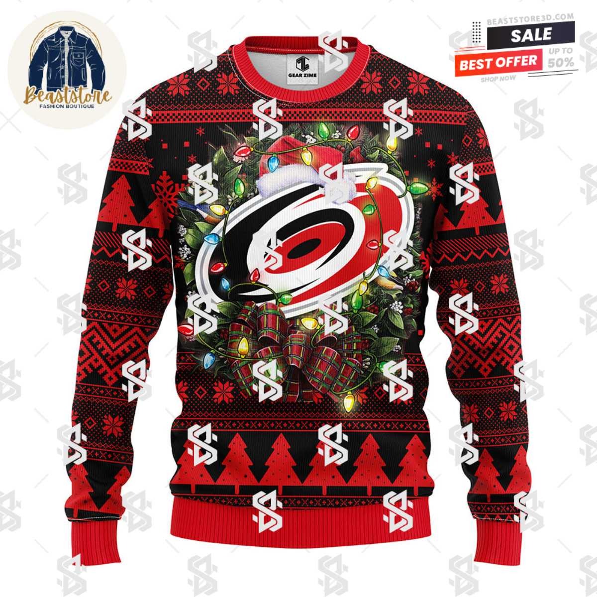 Carolina Hurricanes Christmas Ugly Sweater