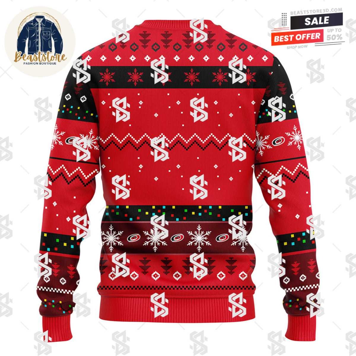 Carolina Hurricanes Hohoho Mickey Christmas Ugly Sweater