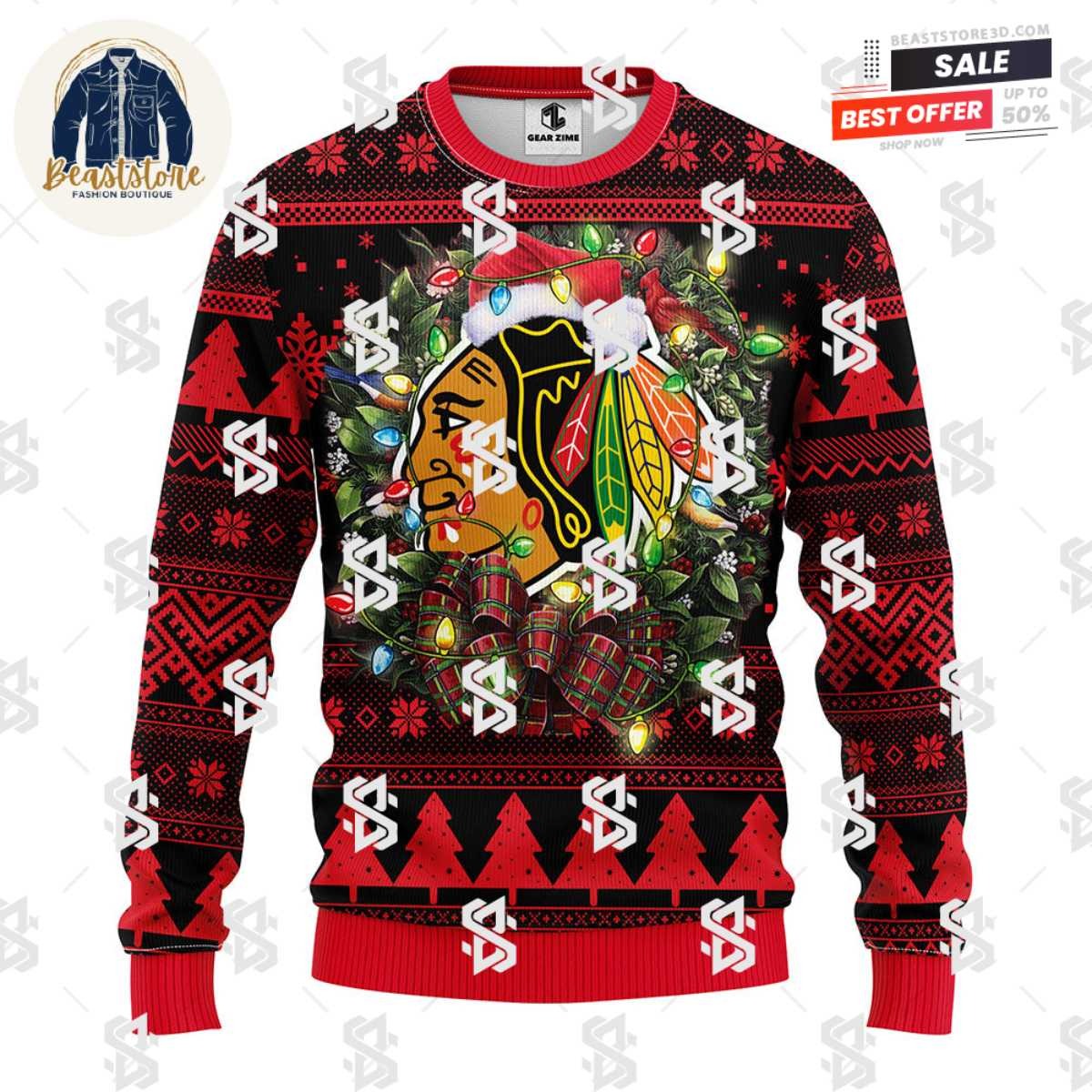 Chicago Blackhawks Christmas Ugly Sweater