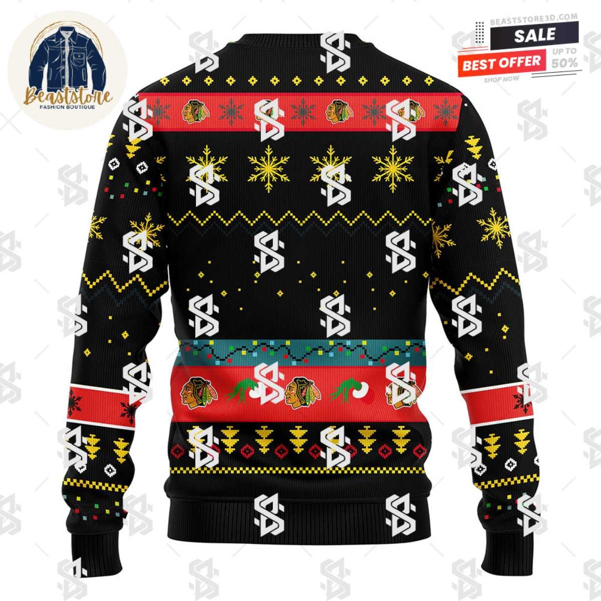 Chicago Blackhawks Grinch Christmas Ugly Sweater