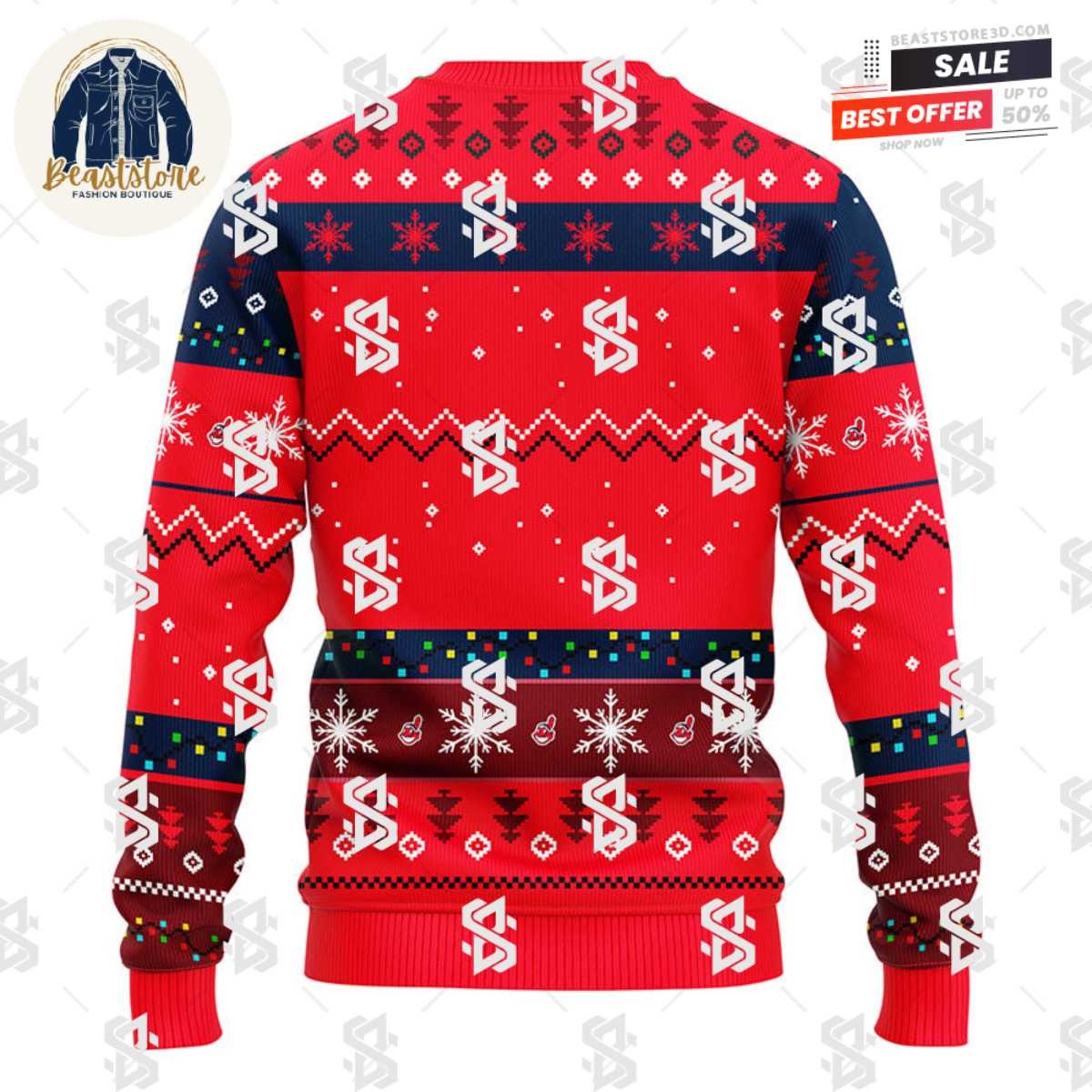 Cleveland Indians Dabbing Santa Claus Christmas Ugly Sweater