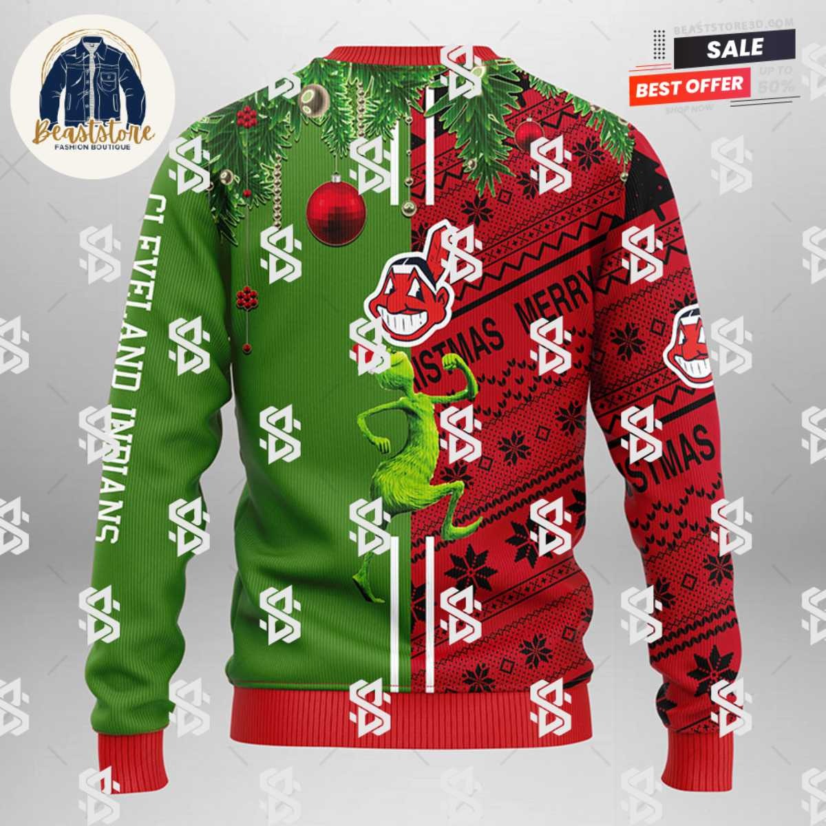 Cleveland Indians Grinch & Scooby-doo Christmas Ugly Sweater