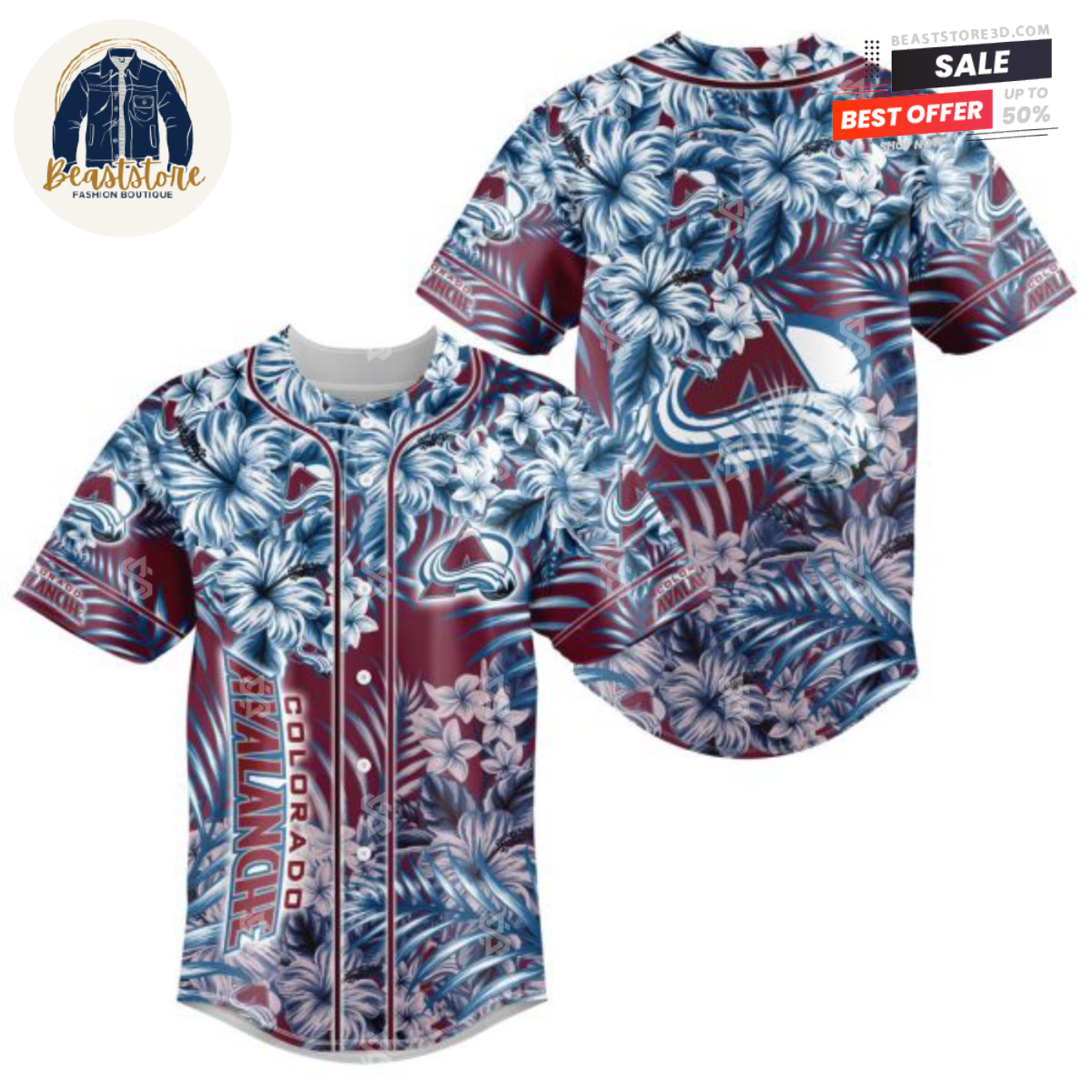 Colorado Avalanche Hawaiian Floral NHL Baseball Jersey