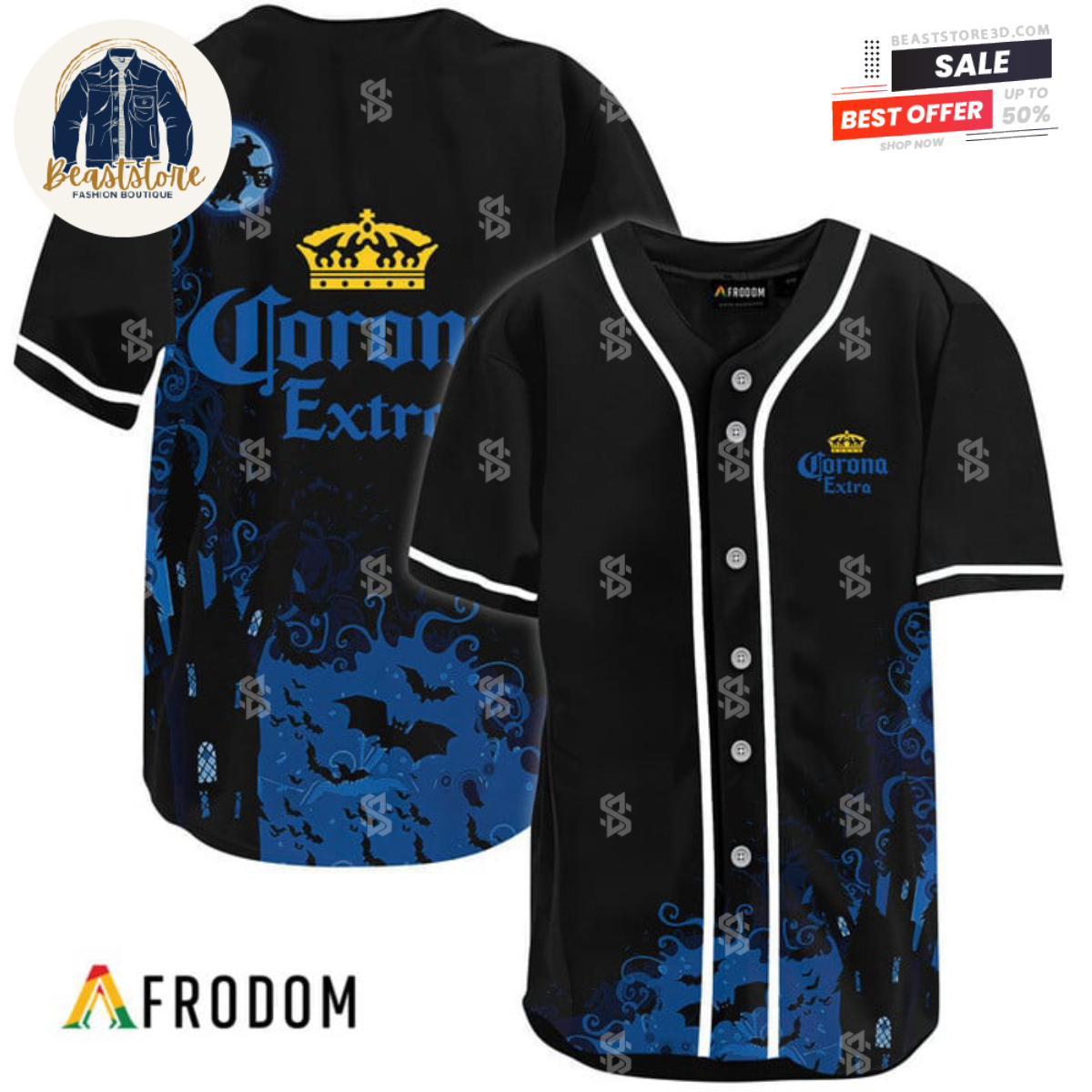 Corona Extra Black Witch Halloween Baseball Jersey