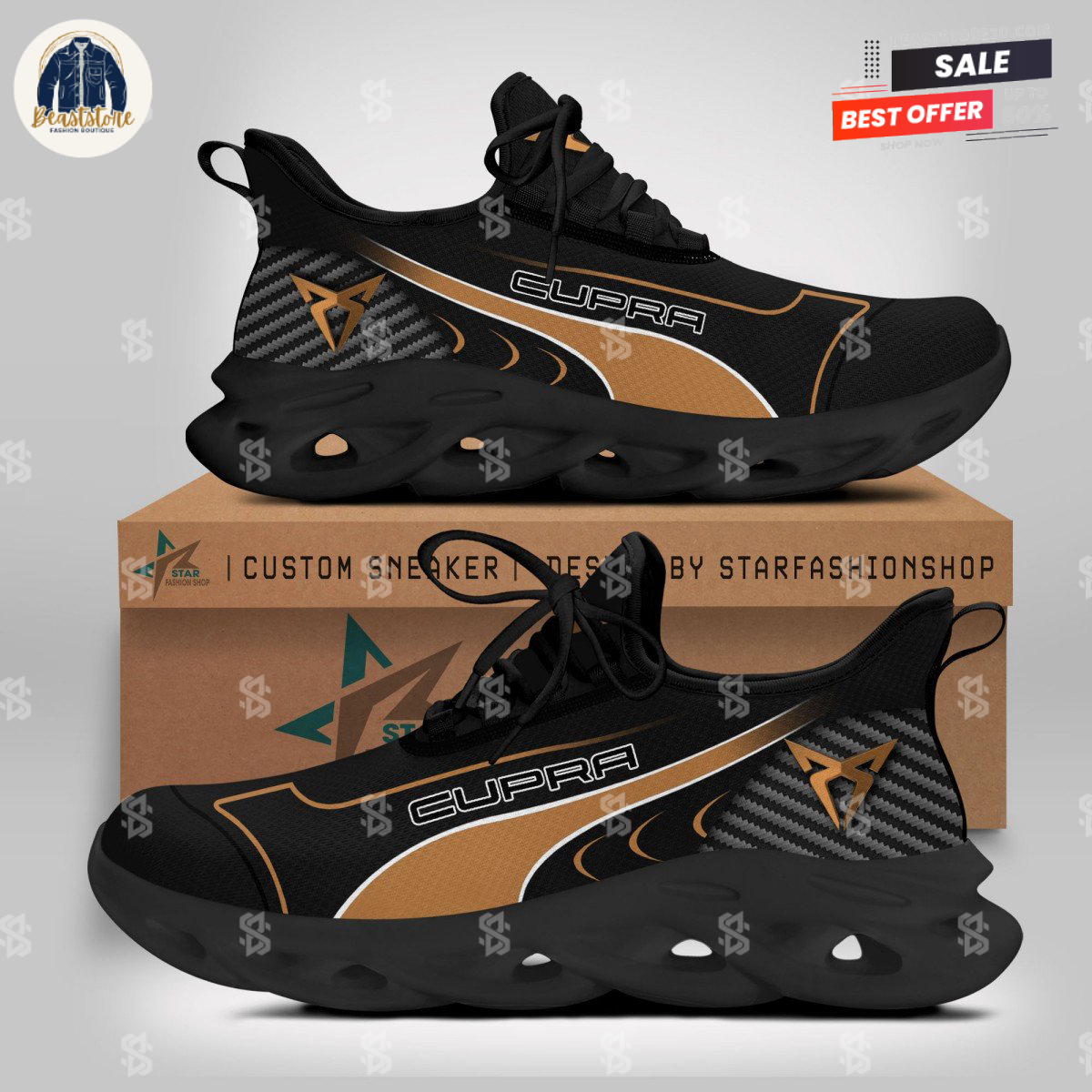 Cupra Car Logo Black Yellow Max Soul Shoes