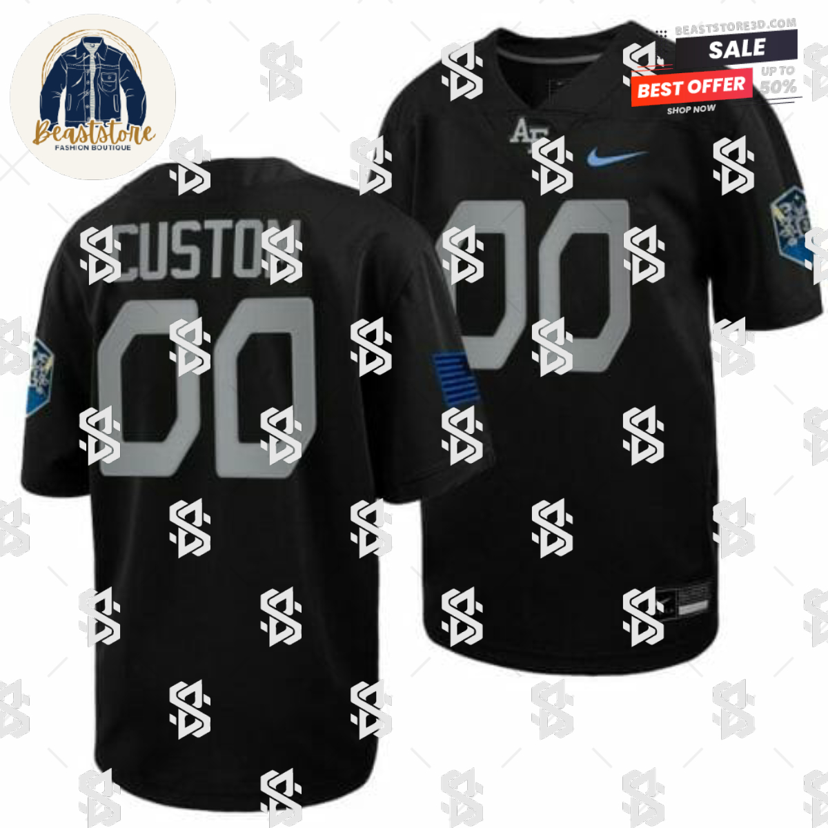 Custom Air Force Falcons Jersey Name and Number Football 2022 Space Force Rivalry Alternate Black