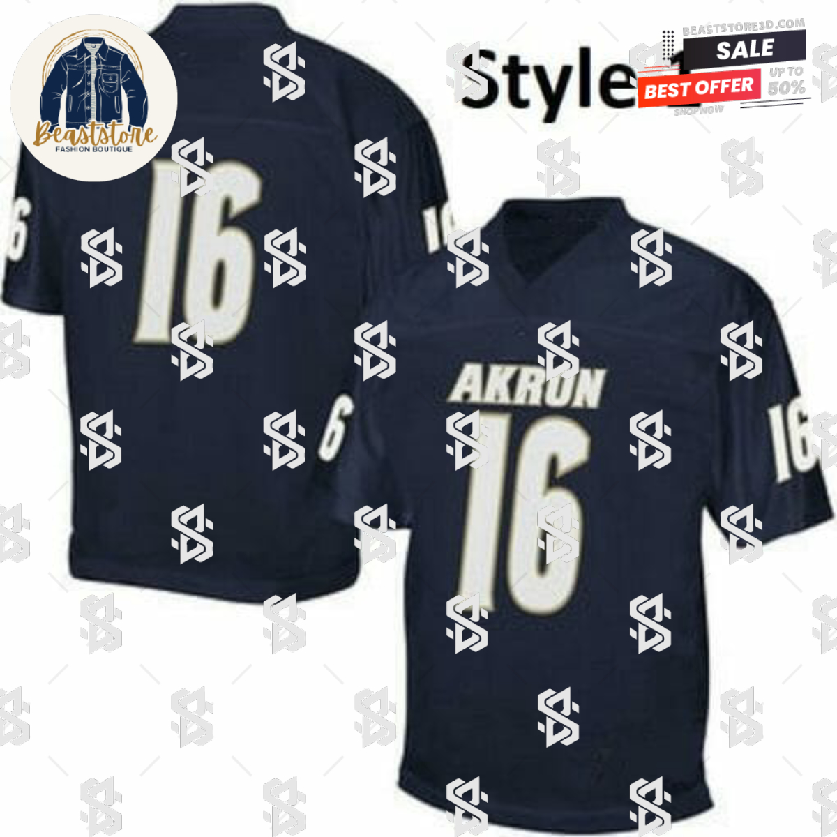Custom Akron Zips Jersey Name Number College Football Navy