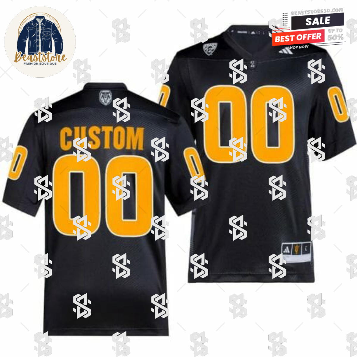 Custom Arizona State Sun Devils Jersey Name And Number Premier Black College Football 2023
