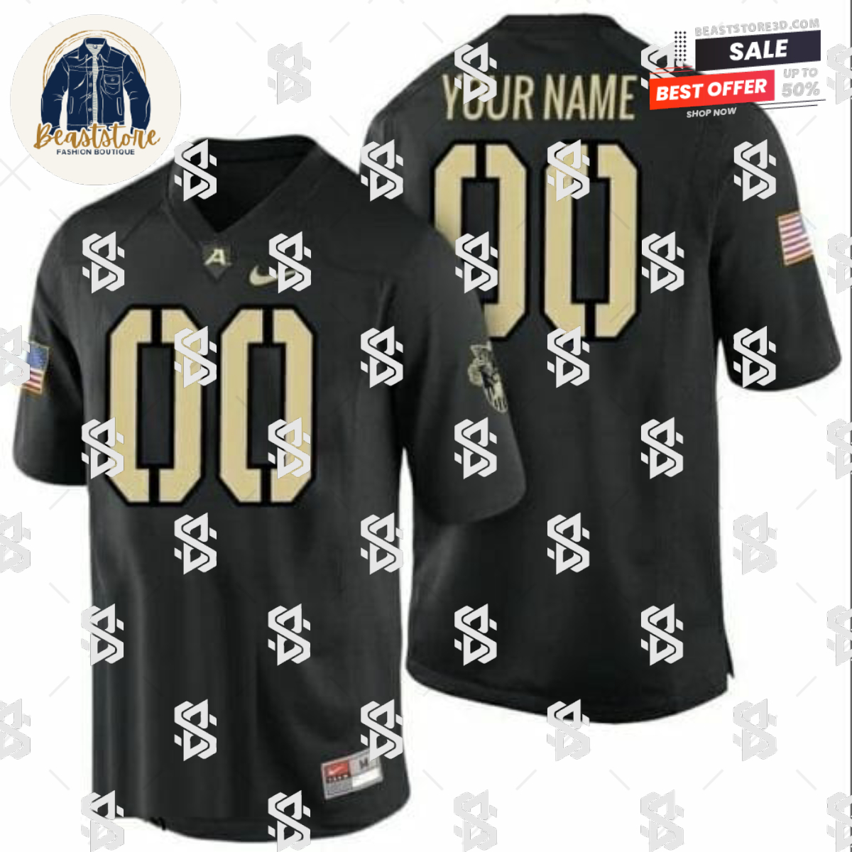 Custom Army Football Jersey Black Colosseum College Limited