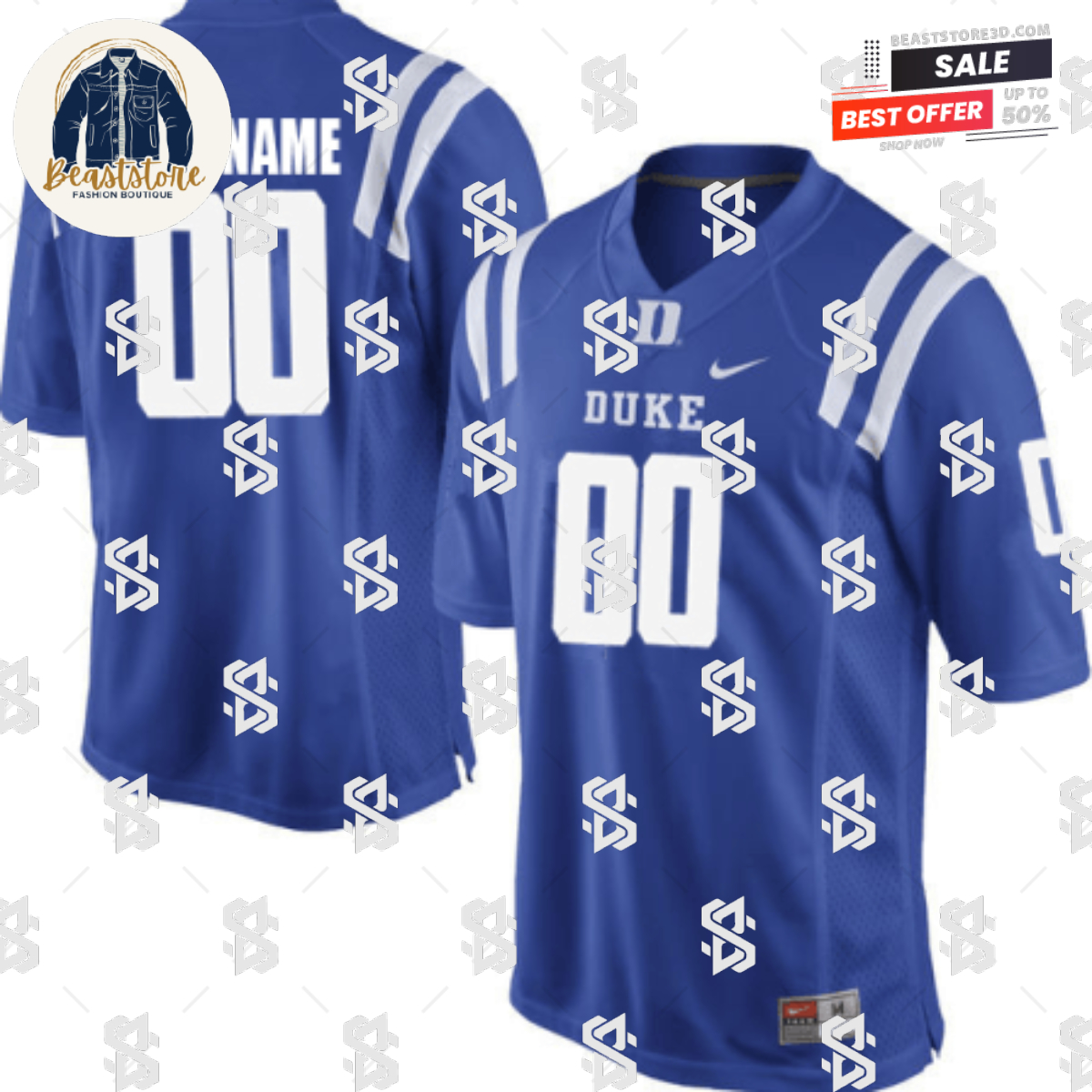Custom Duke Football Jersey Name Number College Blue