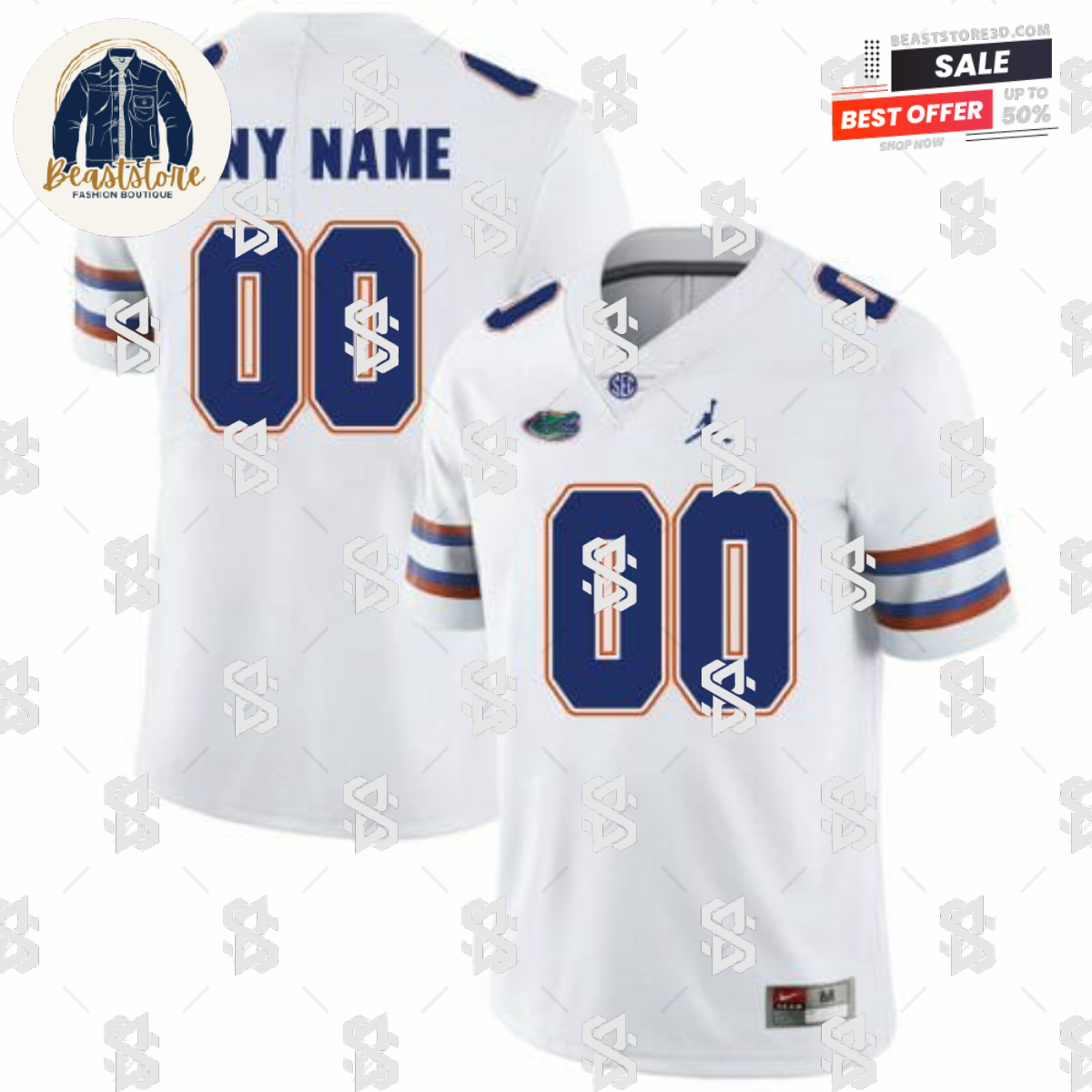 Custom Florida Gators Football Jersey Name Number NCAA White 2018