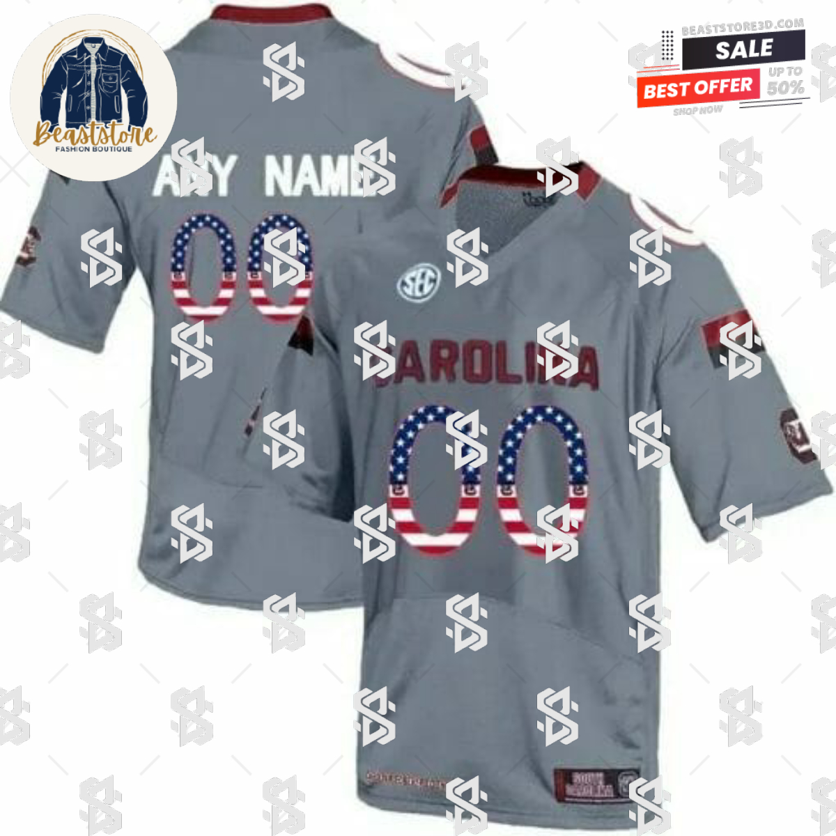 Custom Gamecock Football Jersey College Limited Jersey Grey
