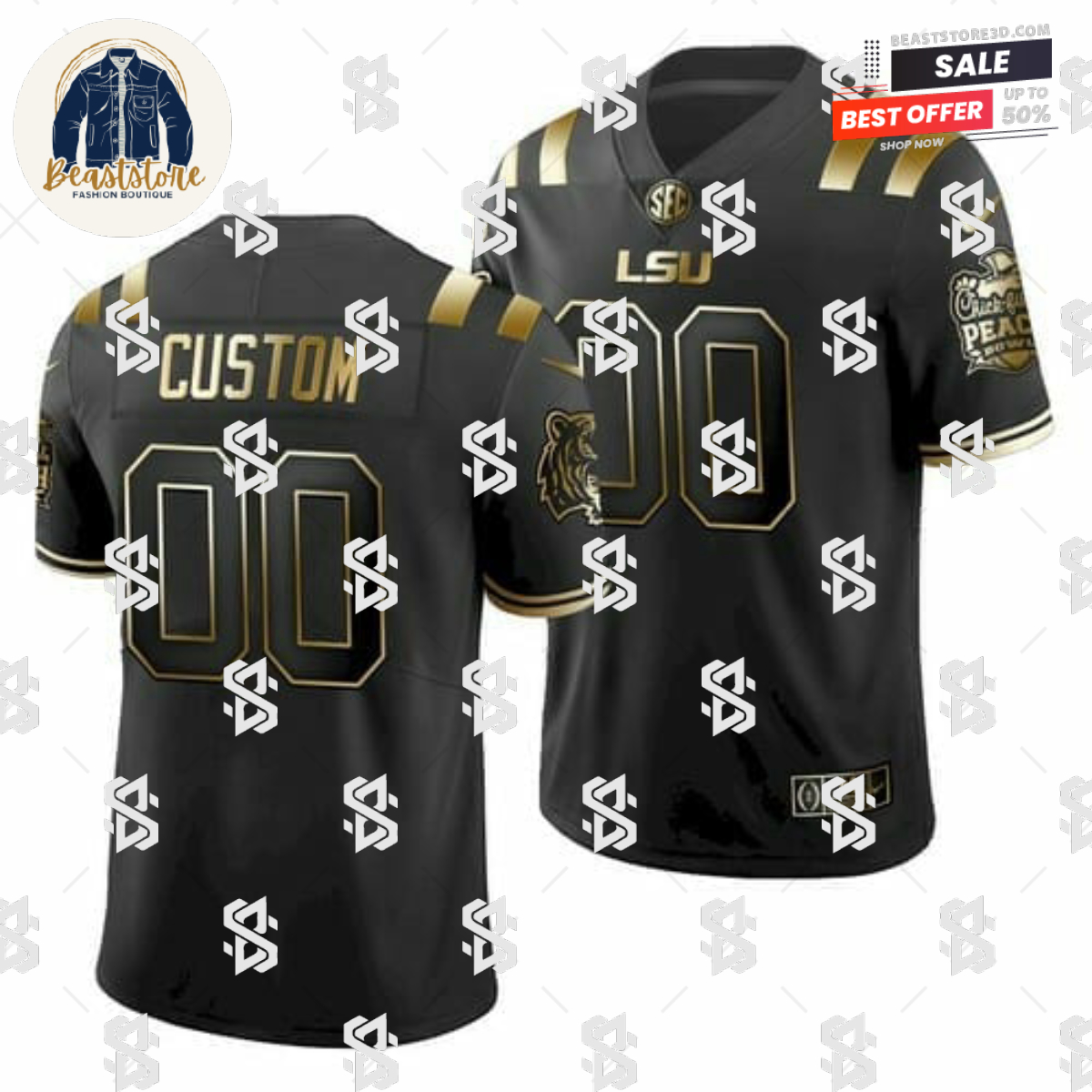 Custom LSU Tigers Jersey Name Number NCAA Football Black