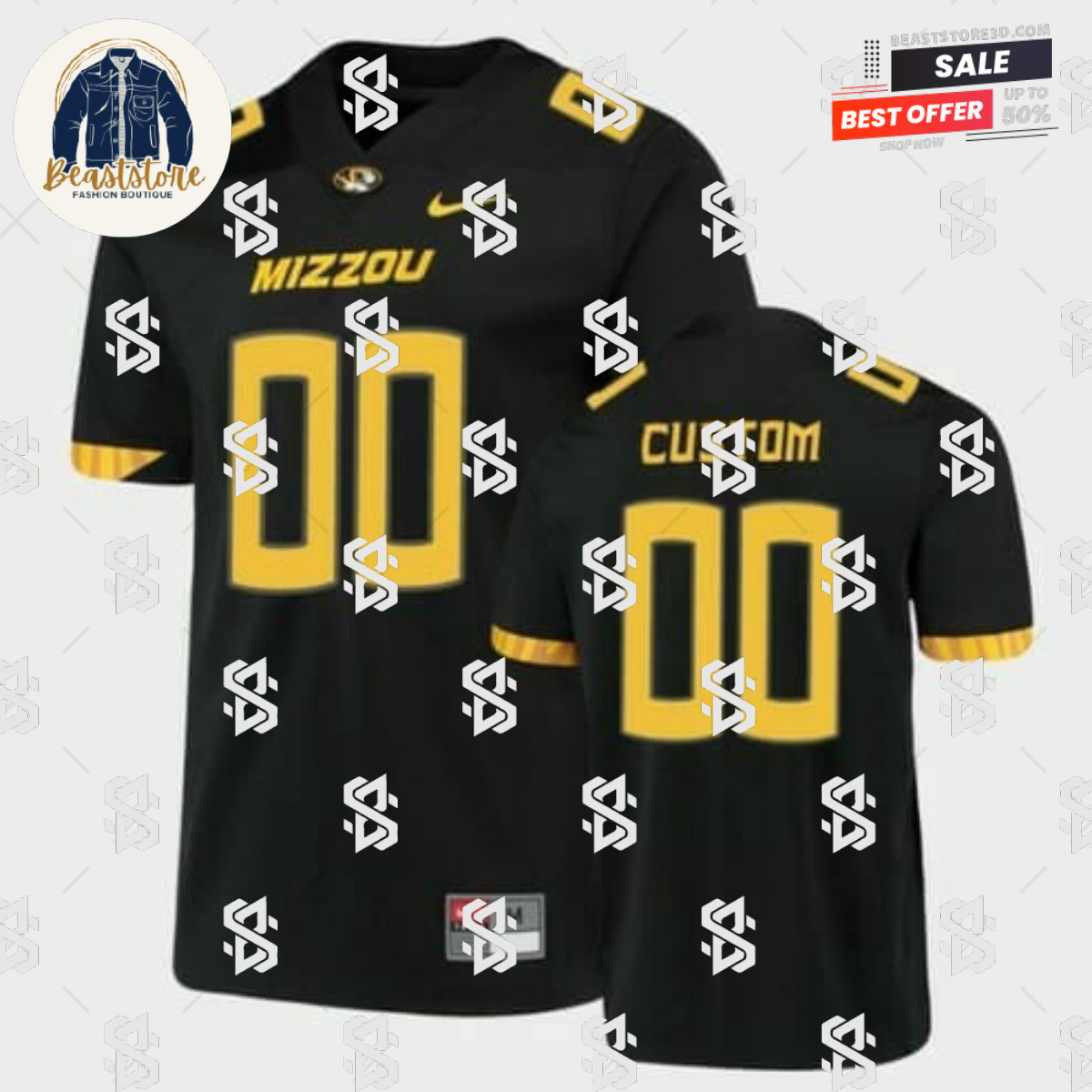 Custom Missouri Tigers Football Jersey Name Number Black Untouchable Game