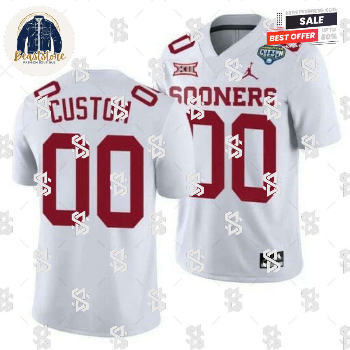 Custom Oklahoma Football Jersey 2020 Cotton Bowl Classic White College