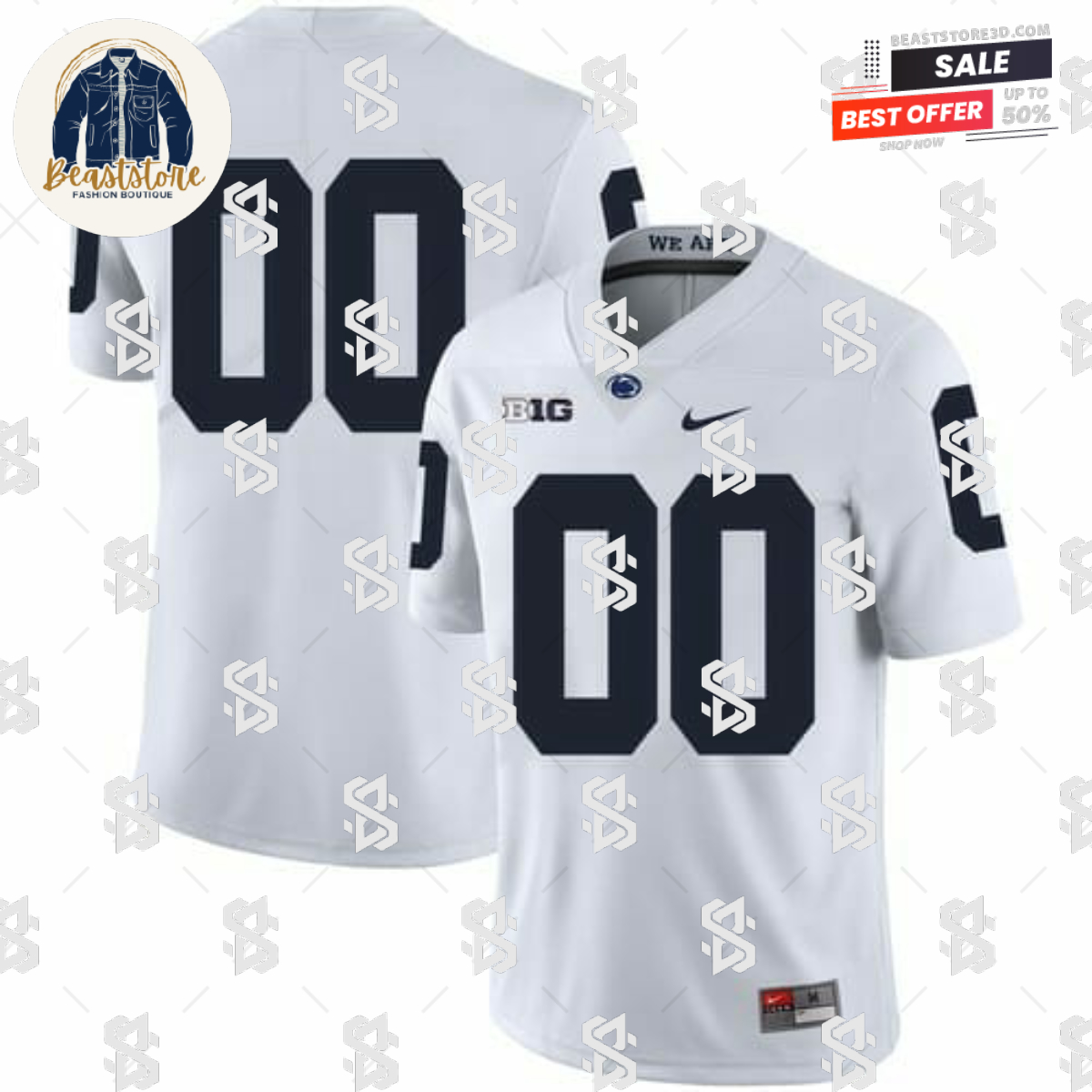 Custom Penn State Football Jersey White College