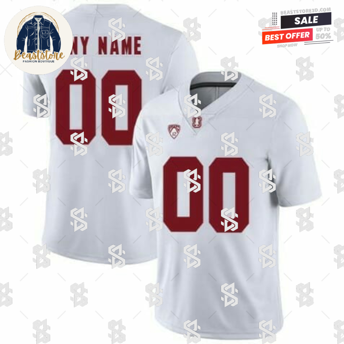 Custom Stanford Cardinal Jersey White 2021-22 College Football Jersey
