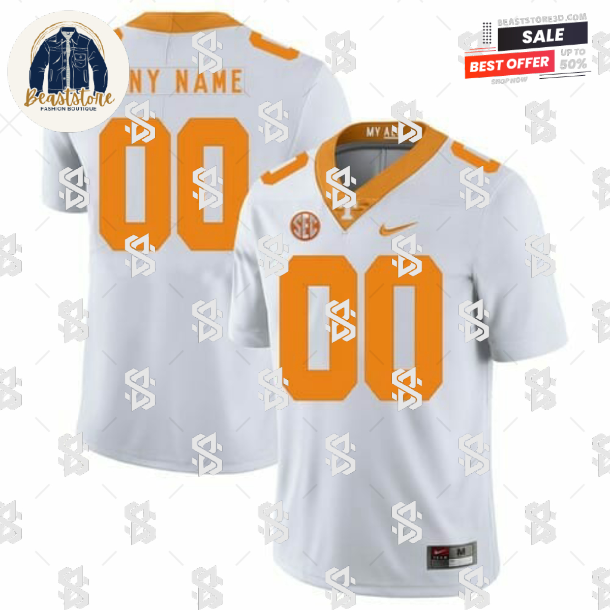 Custom Tennessee Football Jersey Name Number College White