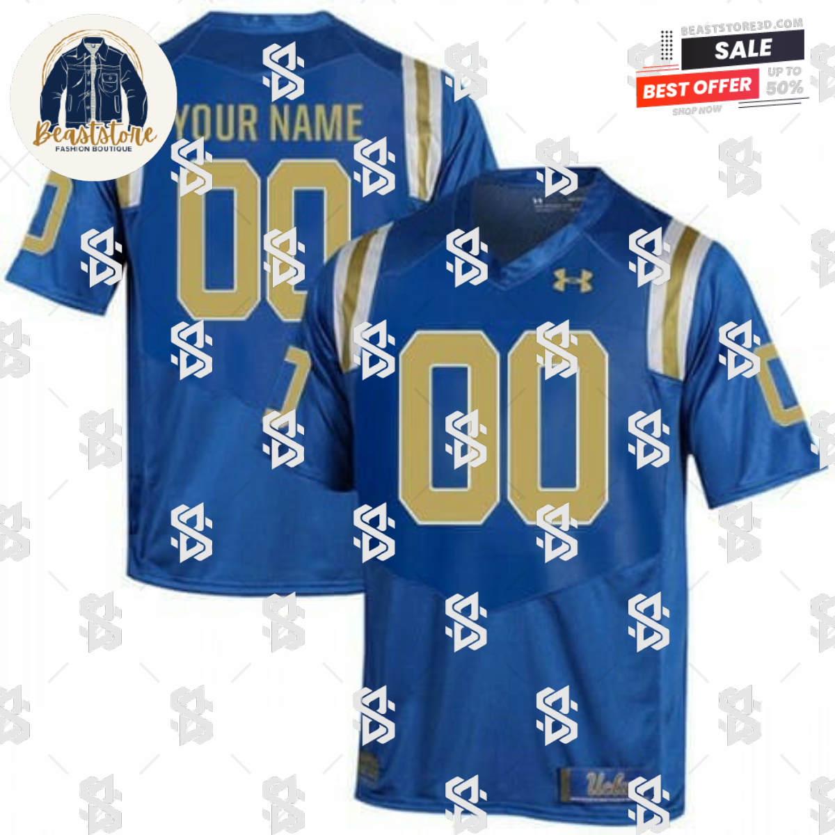 Custom UCLA Football Jersey Name And Number College Blue