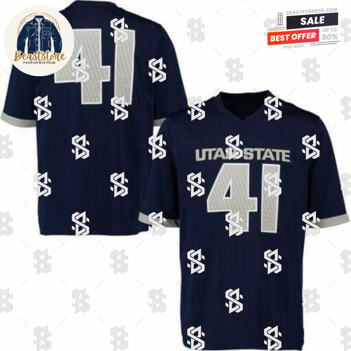 Custom Utah State Football Jersey Name Number Navy
