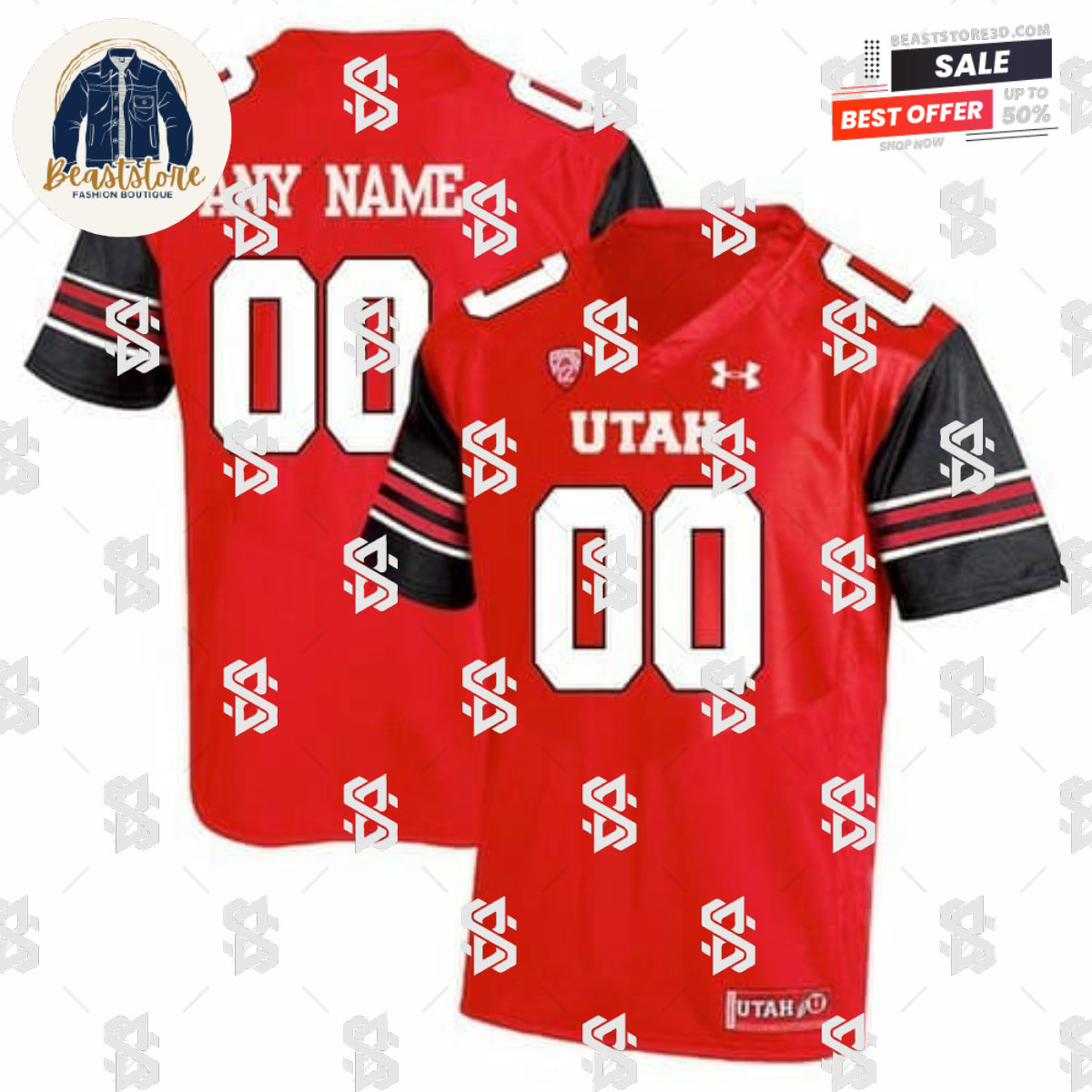 Custom Utah Utes Jersey Name Number Red Black College Football
