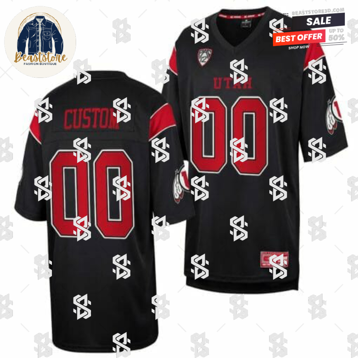 Custom Utah Utes Jersey Name and Number Throwback Black College Football 2023