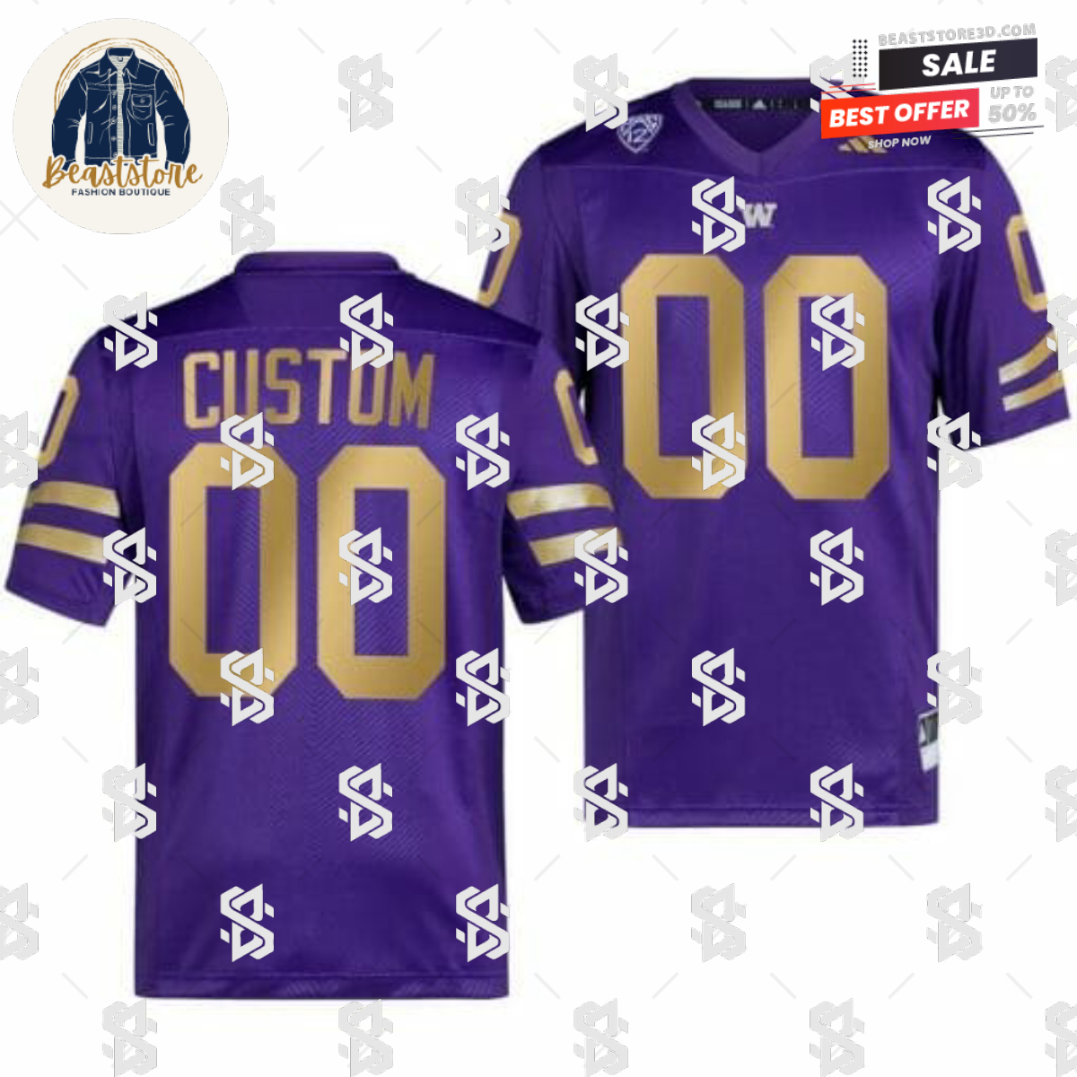 Custom Washington Huskies Jersey Name and Number College Football Premier Purple