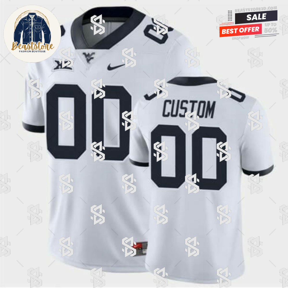 Custom West Virginia Football Jersey Name Number White Game College