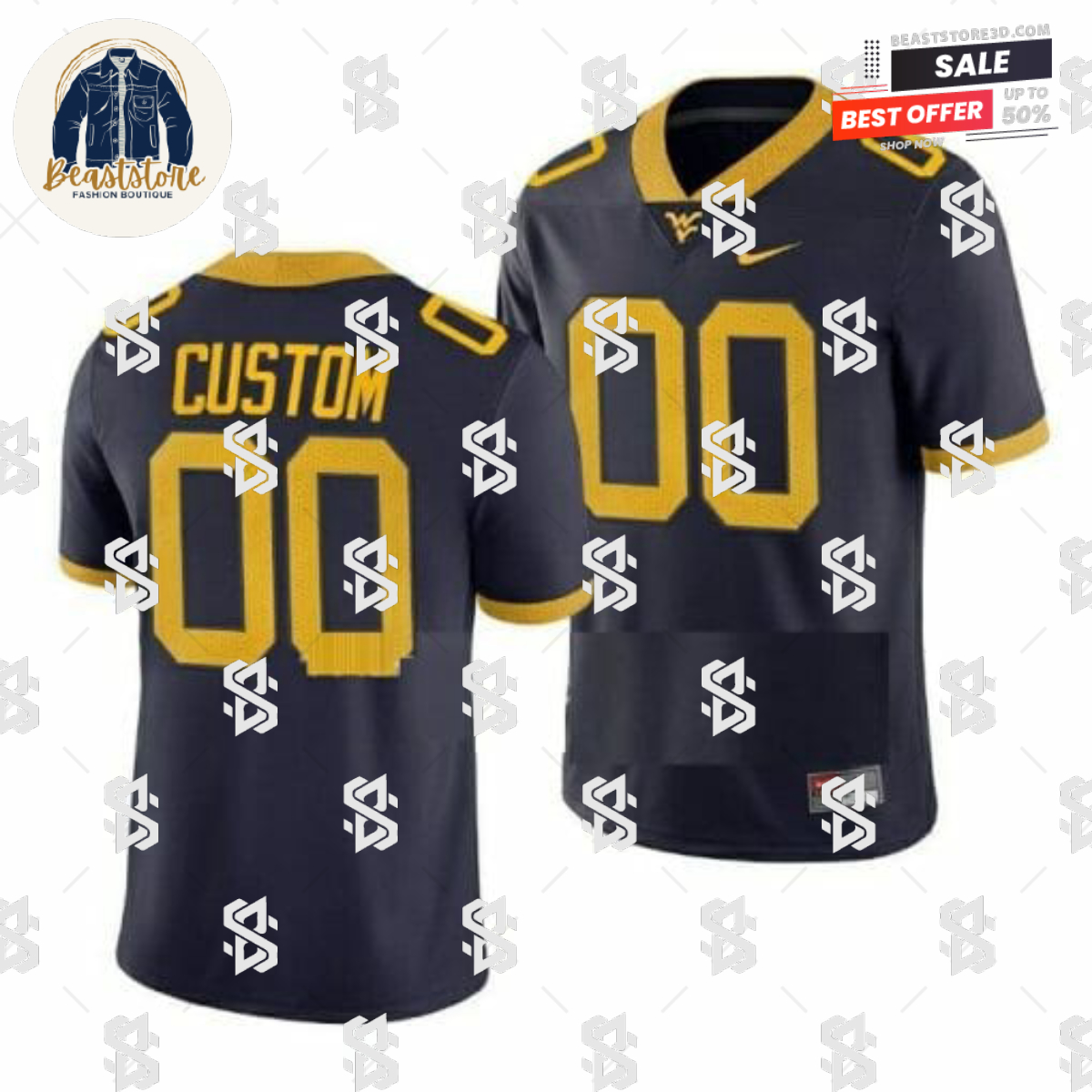 Custom West Virginia Jersey Name And Number College Football Navy Game Uniform