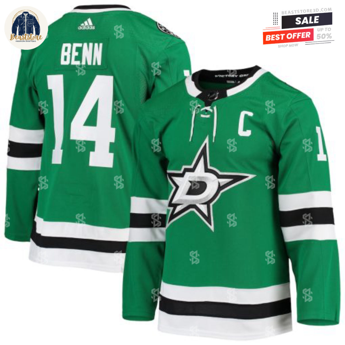 Dallas Stars Jamie Benn Kelly Green Home Adidas NHL Hockey Jerseys