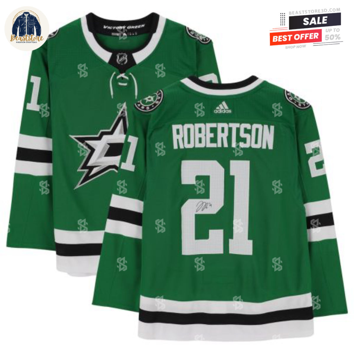 Dallas Stars Jason Robertson Kelly Green Adidas NHL Hockey Jerseys