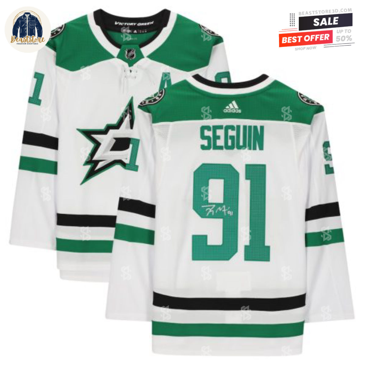 Dallas Stars Tyler Seguin White Adidas NHL Hockey Jerseys